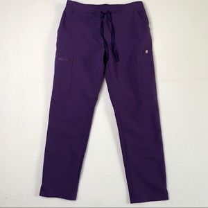 FIGS Kade Purple Cargo Pants Dark Purple Drawstring Womens Size Small Petite S/P